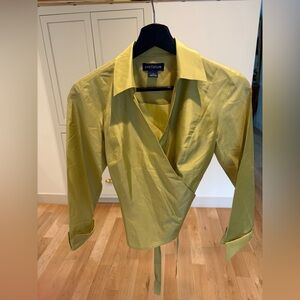 100% Silk Ann Taylor Chartreuse Green Silk Blouse